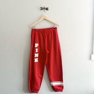 Victoria's Secret PINK Ivy Fleece Campus Red Sweatpants Womens Medium
